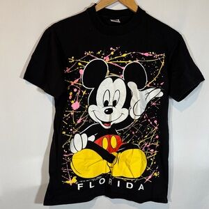 Disney velva sheen Mickey Mouse Black and Yellow Florida T-Shirt